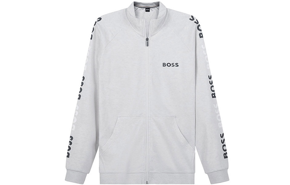 HUGO BOSS Logo Print Zip-Up Casual Jacket Light Grey 50474923-104