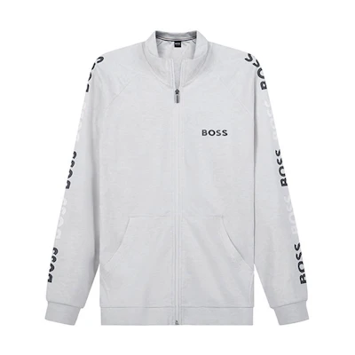 HUGO BOSS Logo Print Zip-Up Casual Jacket Light Grey 50474923-104