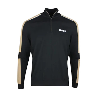 HUGO BOSS Logo Print Zip-Up Mock Neck Sweatshirt Black 50504947-001