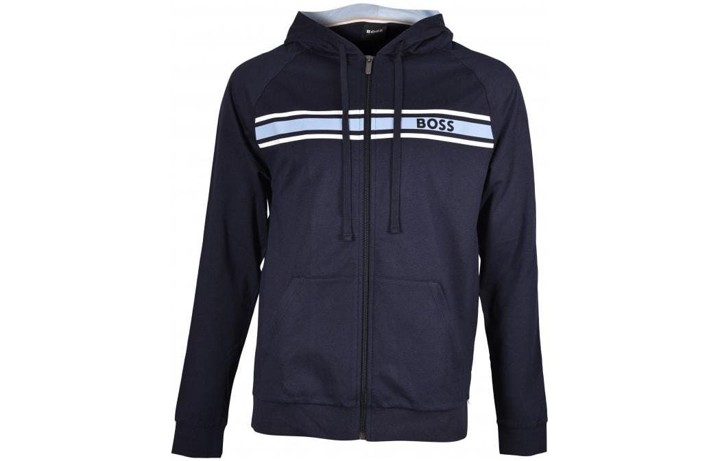 HUGO BOSS Logo Print Zip Hoodie Jacket Blue 50473428-403