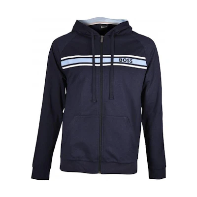 HUGO BOSS Logo Print Zip Hoodie Jacket Blue 50473428-403