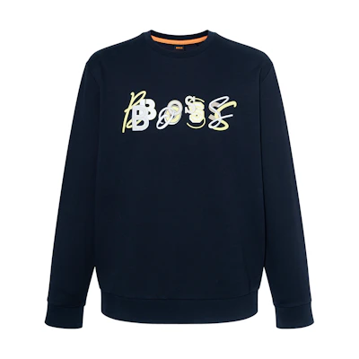 HUGO BOSS Logo Pullover Sweatshirt Mens - Navy Blue 50472421-404
