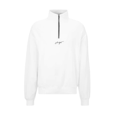 HUGO BOSS Logo Relaxed Fit Pullover Sweatshirt White 50486472-100