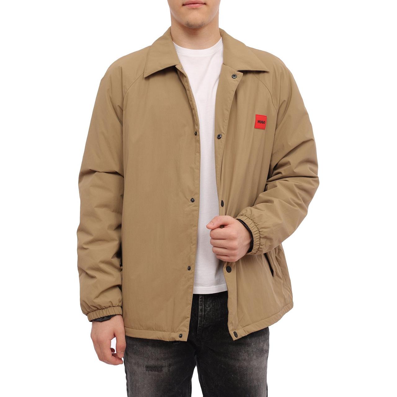HUGO BOSS Logo Single-Breasted Jacket with Collar Light Brown Men’s Long Sleeve 50493431-242