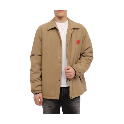 HUGO BOSS Logo Single-Breasted Jacket with Collar Light Brown Men’s Long Sleeve 50493431-242