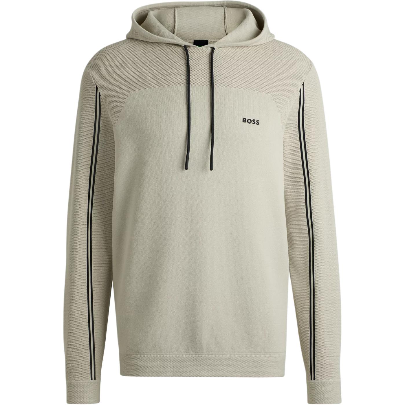 HUGO BOSS Logo Striped Hoodie Pullover Long Sleeve Light Beige 50523284-271