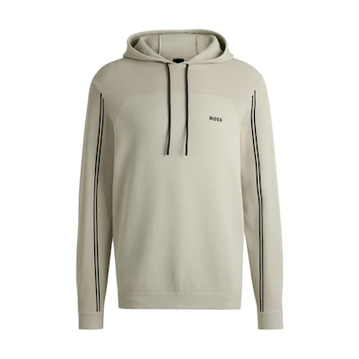 HUGO BOSS Logo Striped Hoodie Pullover Long Sleeve Light Beige 50523284-271