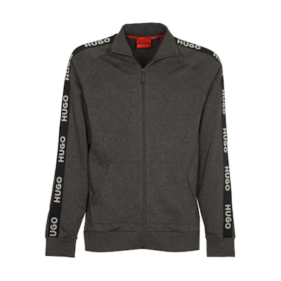 HUGO BOSS Logo Striped Zip-up Jacket Grey Long Sleeve 50496985-061