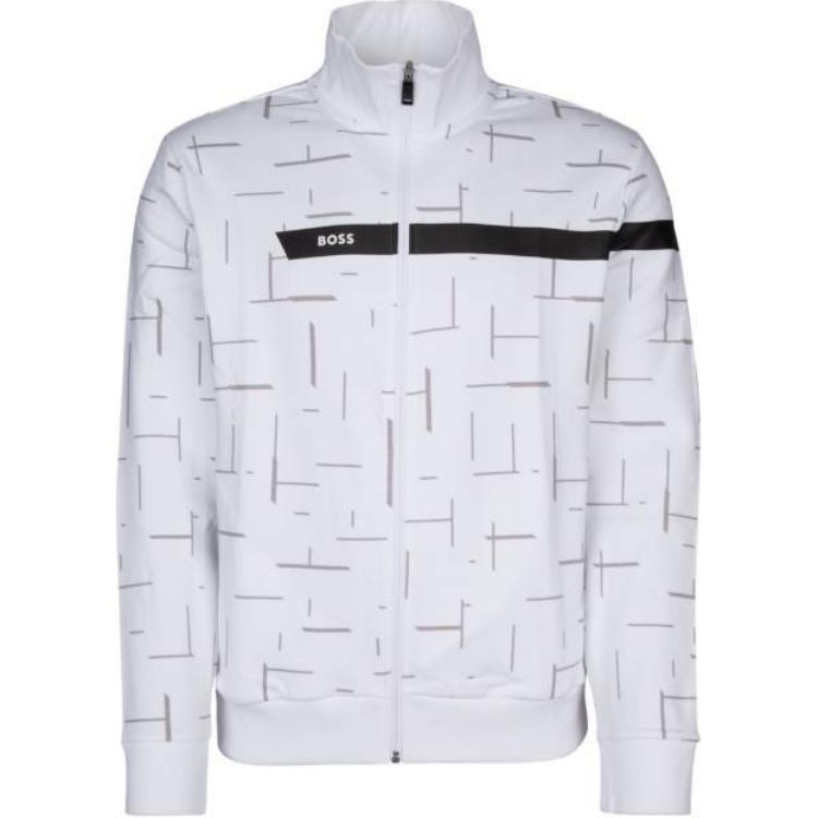 HUGO BOSS Logo Tape Zip Jacket White Mens 50498275-100