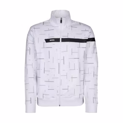 HUGO BOSS Logo Tape Zip Jacket White Mens 50498275-100