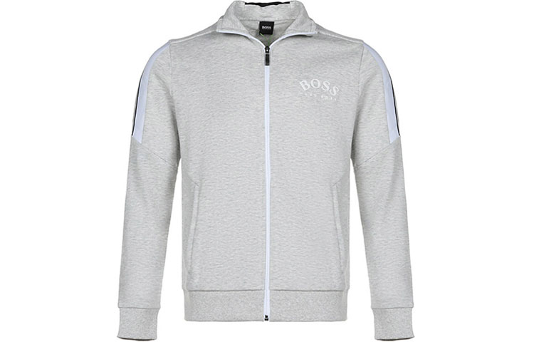 HUGO BOSS Logo Zip-Up Sweatshirt Light Grey 50430562-057