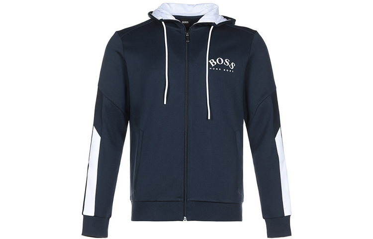 HUGO BOSS Logo Zip Hoodie Jacket Navy Blue - 50430548-410