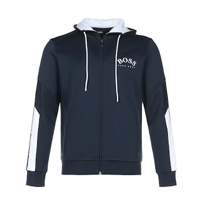 HUGO BOSS Logo Zip Hoodie Jacket Navy Blue - 50430548-410