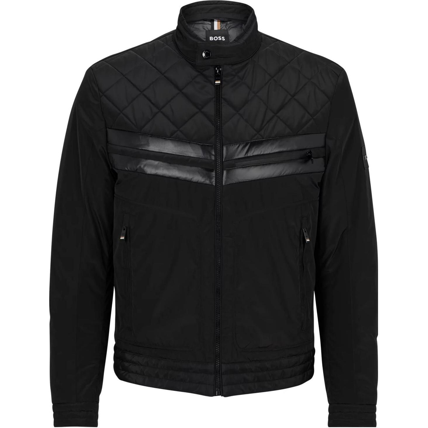 HUGO BOSS Loose-Fit Solid Color Stand Collar Jacket - Black 50493674-001