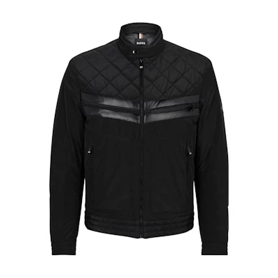 HUGO BOSS Loose-Fit Solid Color Stand Collar Jacket - Black 50493674-001