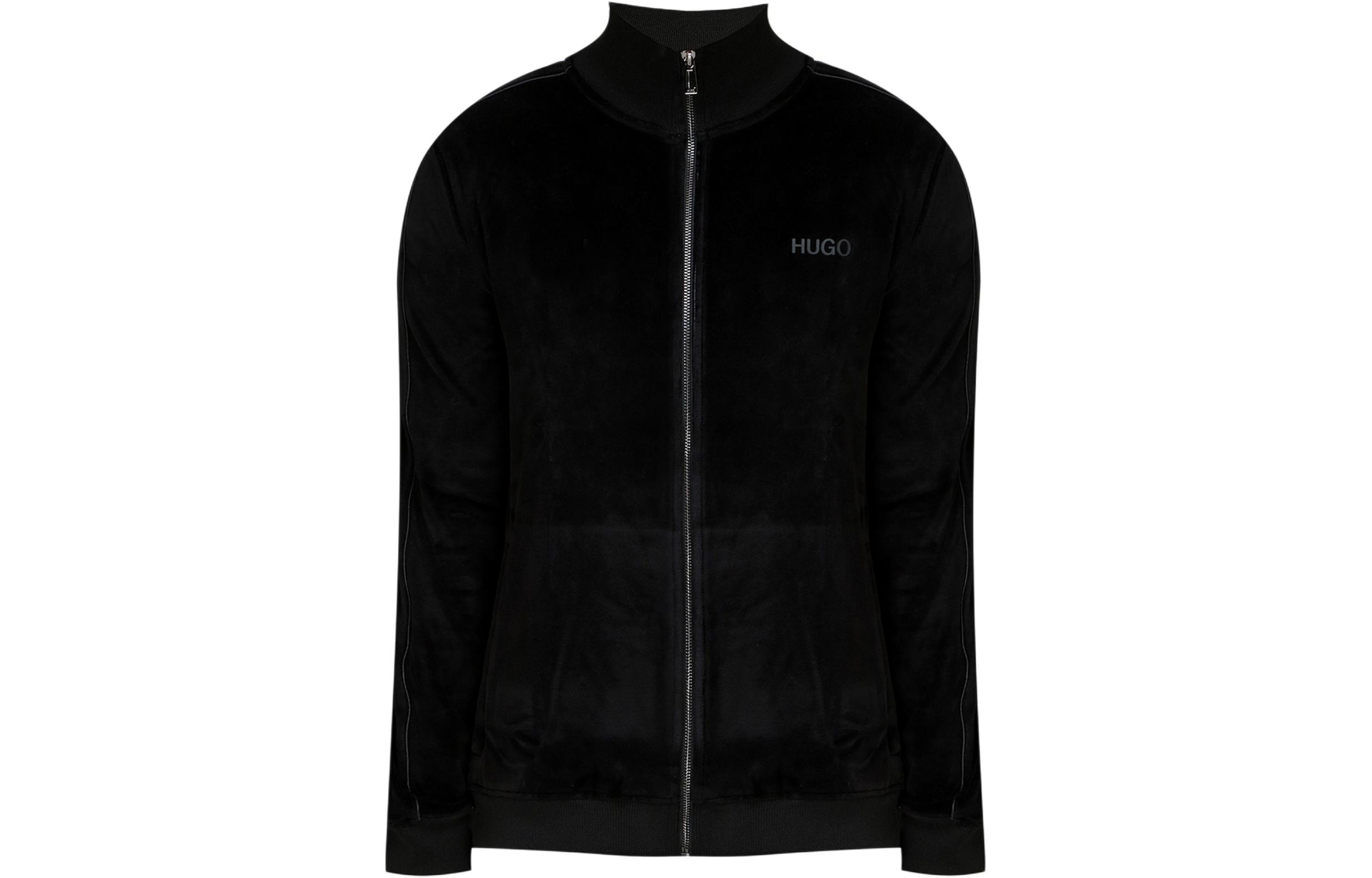 HUGO BOSS Loose Fit Black Zip-Up Sweatshirt with Logo Embroidery 50463483-001