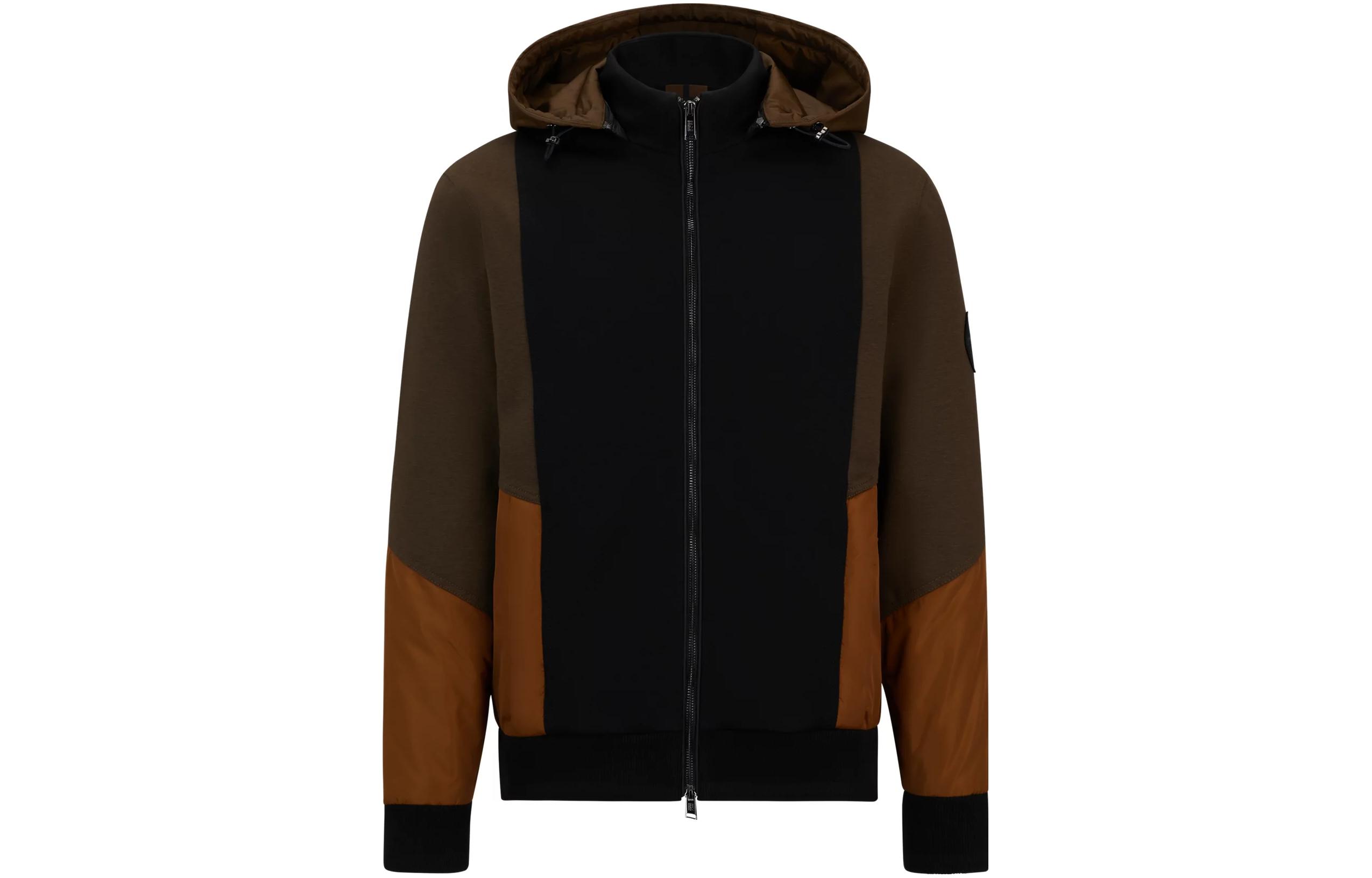 HUGO BOSS Loose Fit Casual Khaki Hooded Jacket 50495919-361