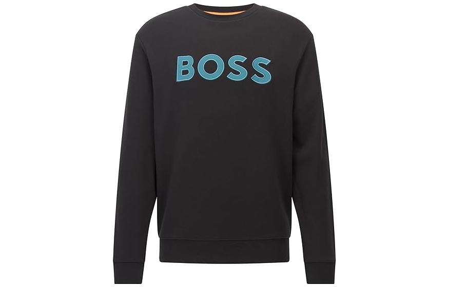 HUGO BOSS Loose Fit Crewneck Sweatshirt with Logo - Black 50466690-001