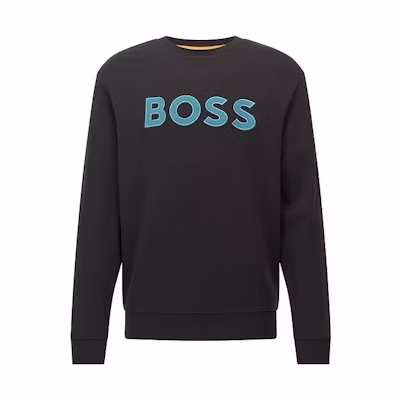HUGO BOSS Loose Fit Crewneck Sweatshirt with Logo - Black 50466690-001