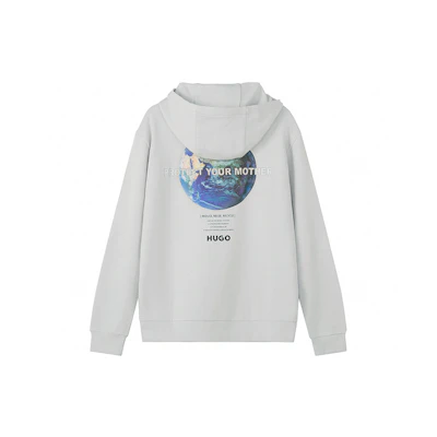 HUGO BOSS Loose Fit Hoodie Long-Sleeve Sweatshirt in Light Beige 50473788-273