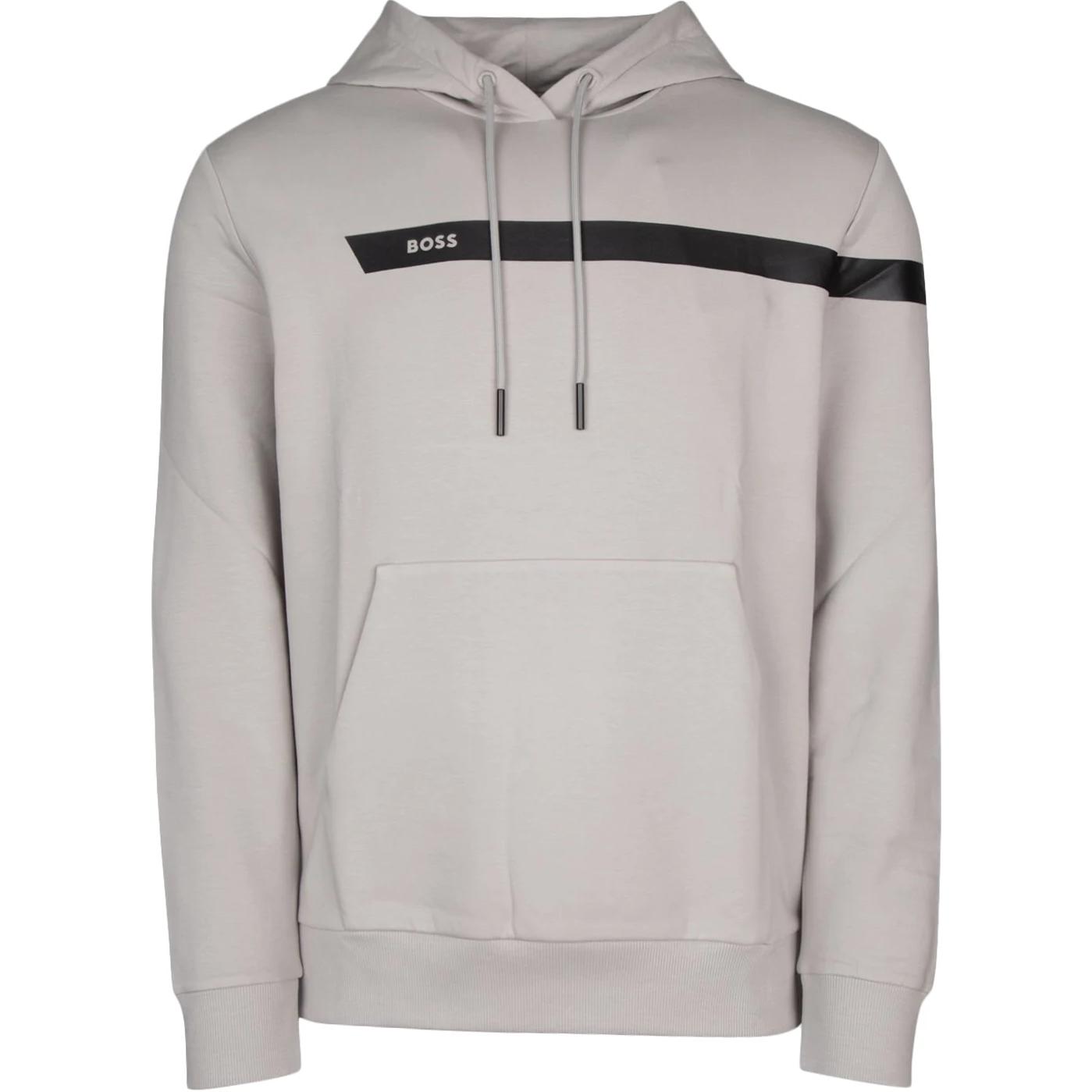 HUGO BOSS Loose Fit Hoodie Long Sleeve Sweatshirt Light Grey 50498277-063