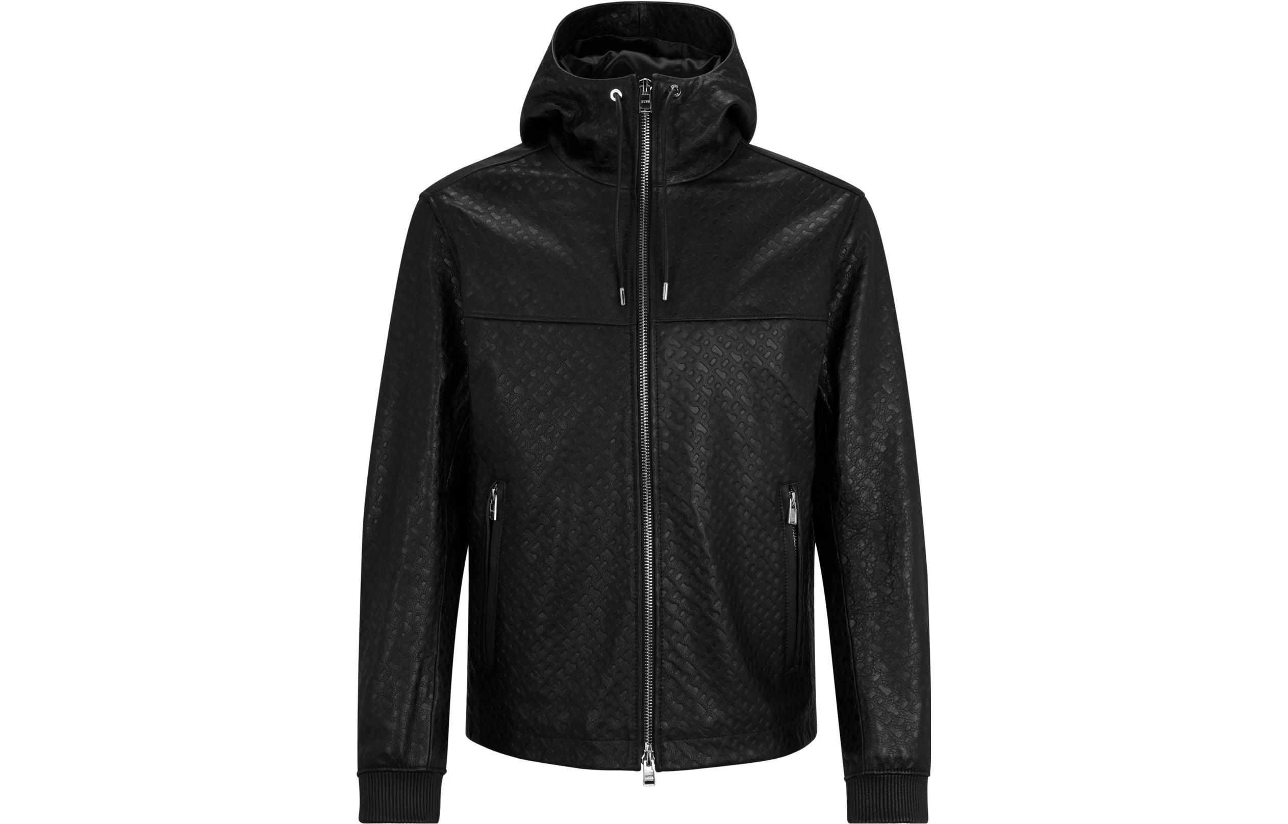 HUGO BOSS Loose Fit Zip-Up Hoodie Jacket Black Long Sleeve 50497890-001