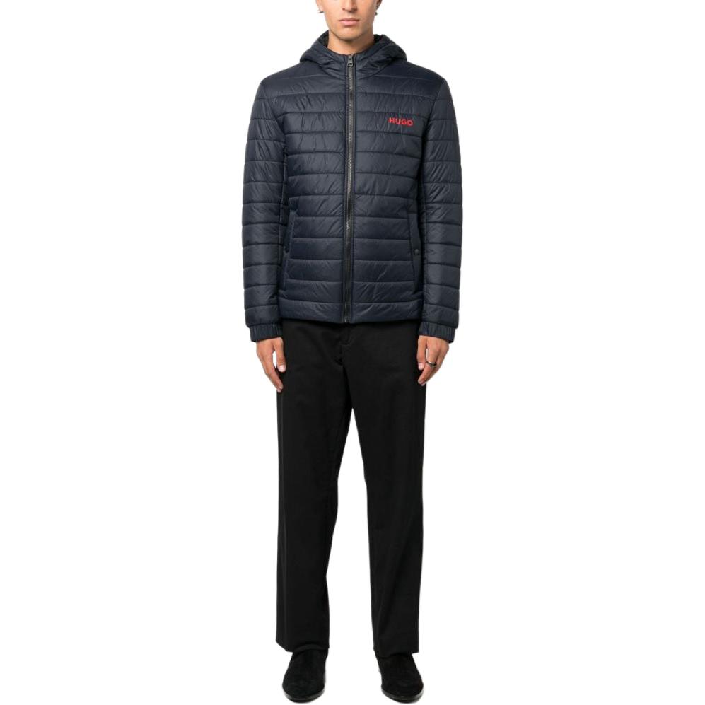 Lookbook HUGO BOSS 深藍色Logo印花連帽休閒棉質外套 50474699-405