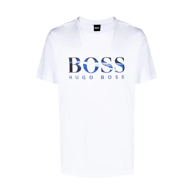 HUGO BOSS Mini Logo Printed White Short Sleeve T-Shirt for Men 50443666-100