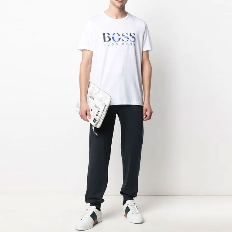 Details for HUGO BOSS Mini Logo Printed White Short Sleeve T-Shirt for Men 50443666-100