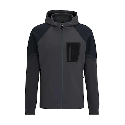 HUGO BOSS Mixed-Material Hooded Waterproof Jacket Men’s Dark Gray 50498533-027