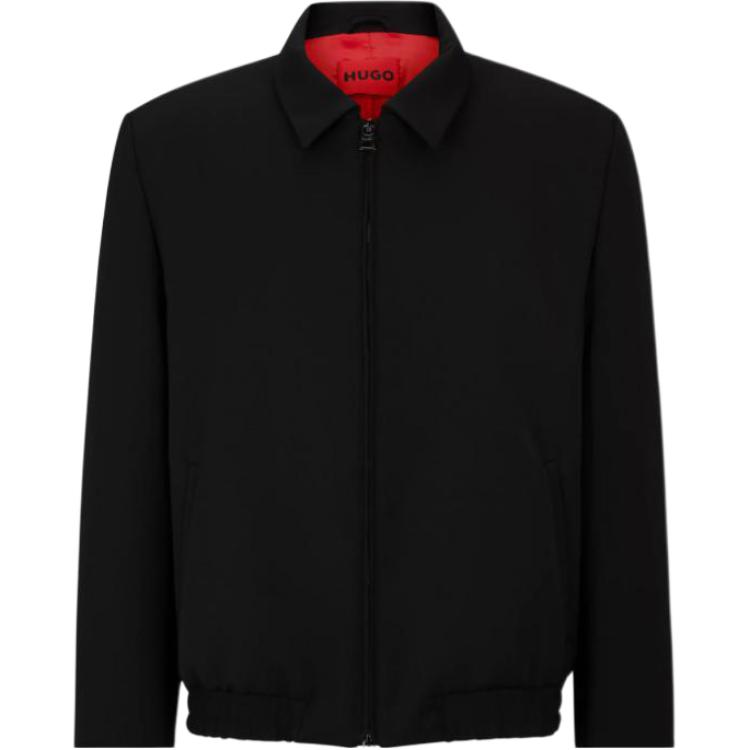 HUGO BOSS Modern-Fit Suit Jacket Black - Sleek, Solid Color Zip-Up Design 50507106-001
