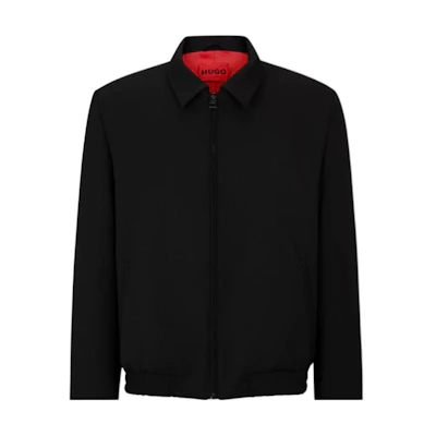 HUGO BOSS Modern-Fit Suit Jacket Black - Sleek, Solid Color Zip-Up Design 50507106-001