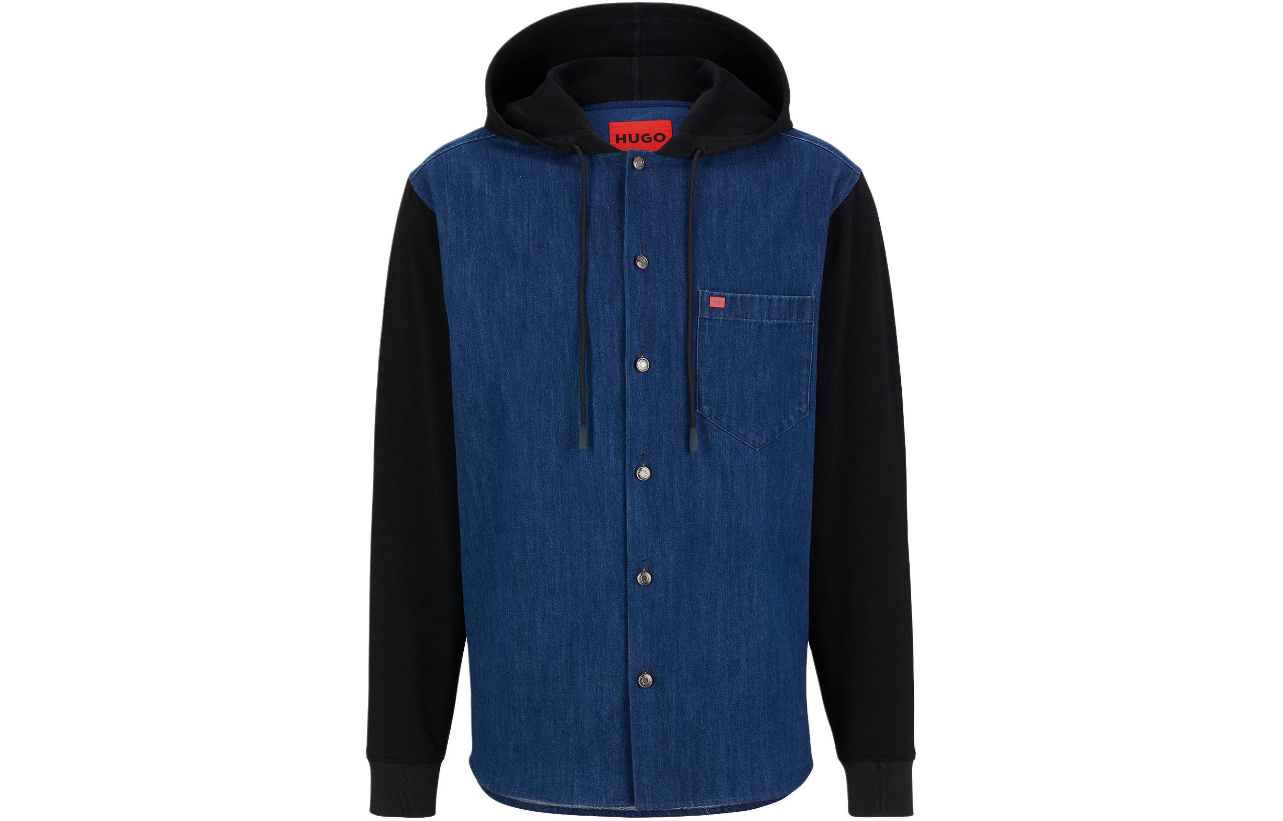 HUGO BOSS Navy Blue Colorblock Hooded Long-Sleeve Jacket 50484388-452