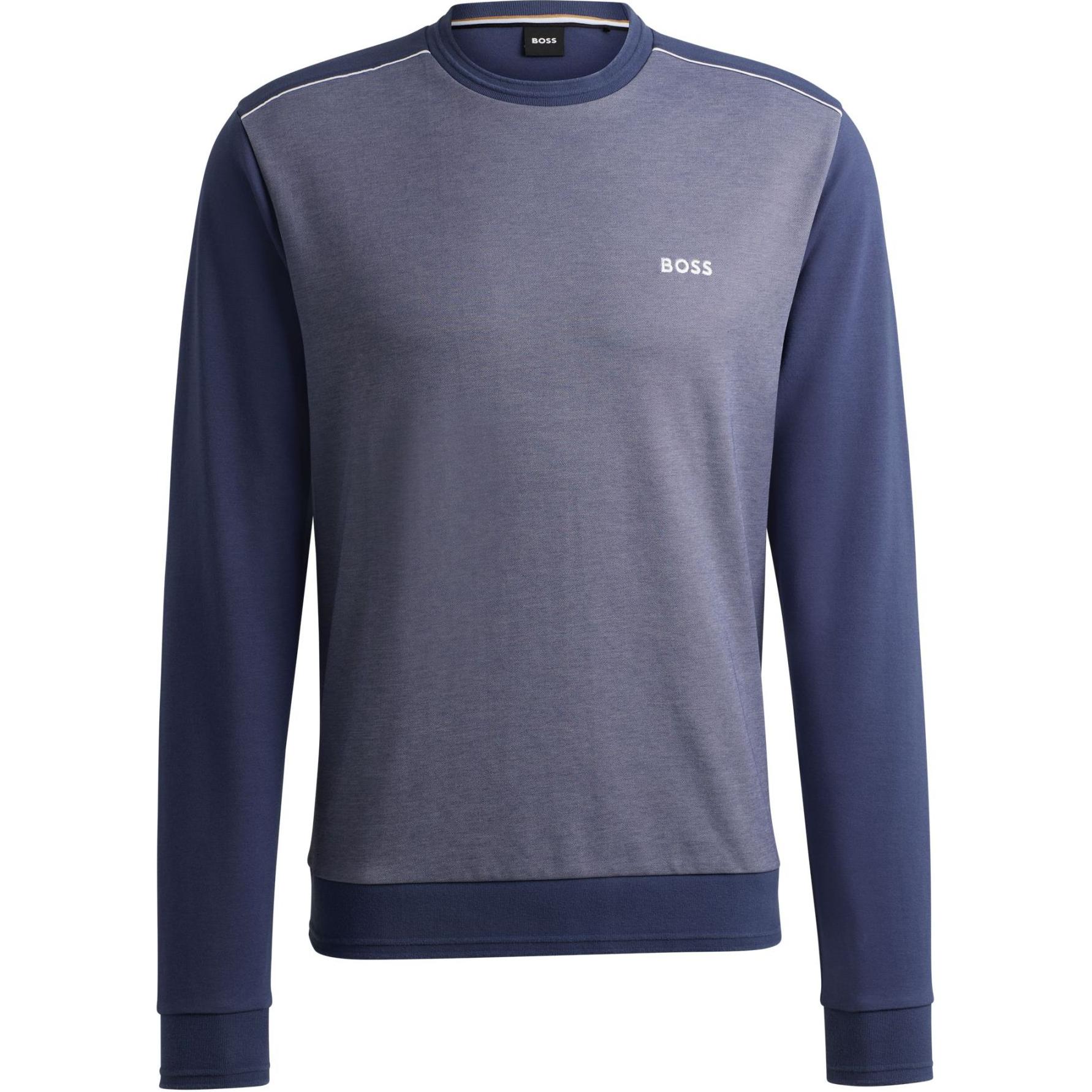HUGO BOSS Navy Blue Colorblock Logo Print Crewneck Sweatshirt Men 50521808-412