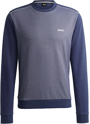 HUGO BOSS 海軍藍配色拼接Logo印花圓領長袖男士運動衫 50521808-412 Order HUGO BOSS 海軍藍配色拼接Logo印花圓領長袖男士運動衫 50521808-412