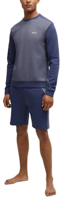 HUGO BOSS 海軍藍配色拼接Logo印花圓領長袖男士運動衫 50521808-412 Lookbook HUGO BOSS 海軍藍配色拼接Logo印花圓領長袖男士運動衫 50521808-412