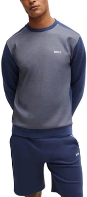 HUGO BOSS 海軍藍配色拼接Logo印花圓領長袖男士運動衫 50521808-412 Shop HUGO BOSS 海軍藍配色拼接Logo印花圓領長袖男士運動衫 50521808-412