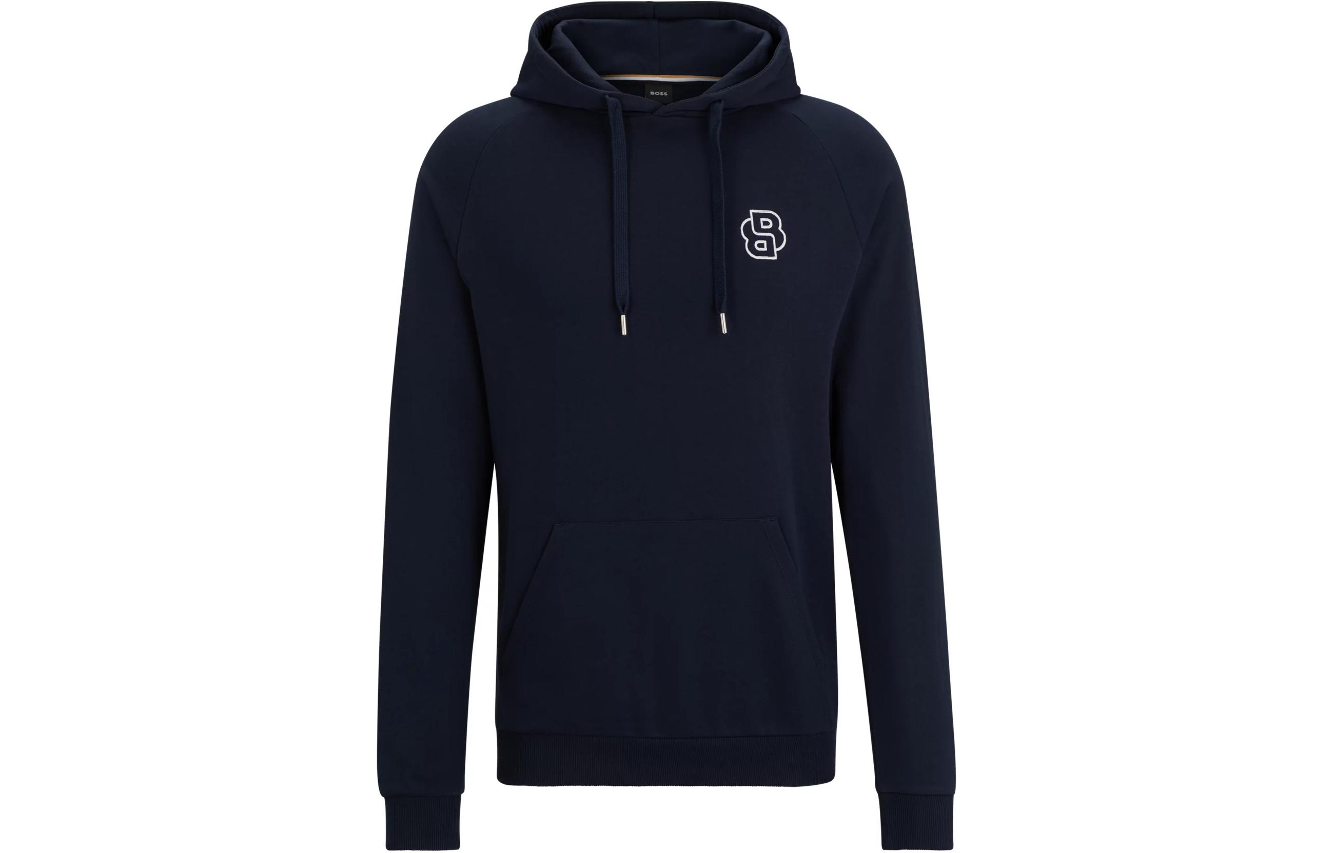 HUGO BOSS Navy Blue Embroidered Drawstring Hoodie 50515176-403