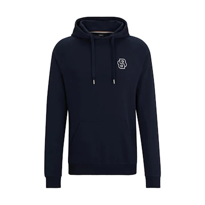 HUGO BOSS Navy Blue Embroidered Drawstring Hoodie 50515176-403