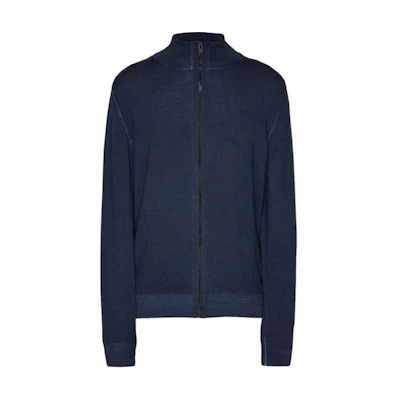 HUGO BOSS Navy Blue Full-Zip Knit Jacket with Stand Collar 50497595-404