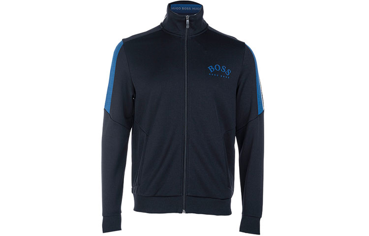 HUGO BOSS Navy Blue Logo Embroidered Zip-Up Jacket 50430562-001