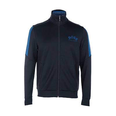 HUGO BOSS Navy Blue Logo Embroidered Zip-Up Jacket 50430562-001
