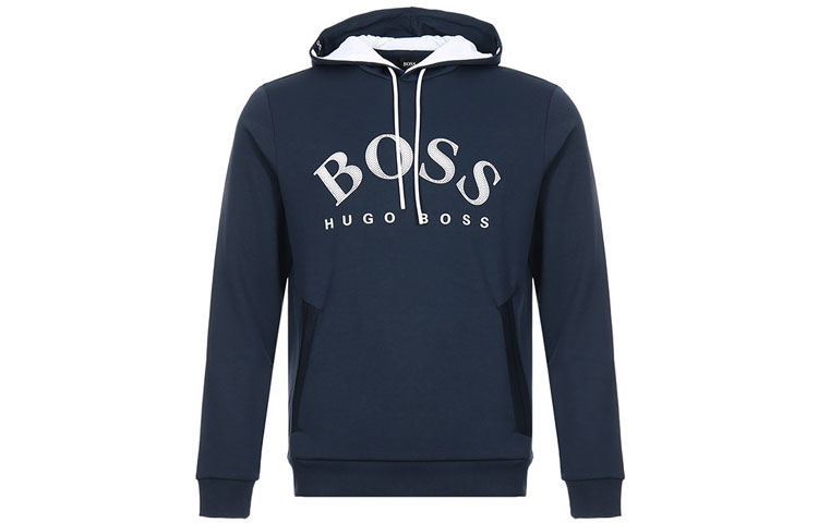 HUGO BOSS Navy Blue Logo Graphic Long-Sleeve Hoodie 50430864-410