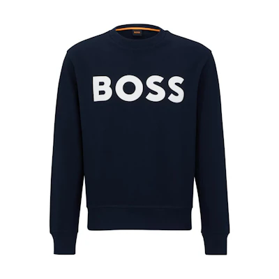HUGO BOSS Navy Blue Logo Print Long Sleeve Pullover Sweatshirt 50487133-404