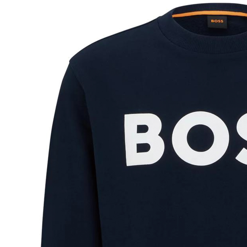 Sizing HUGO BOSS Navy Blue Logo Cetakan Baju Sejuk Lengan Panjang 50487133-404