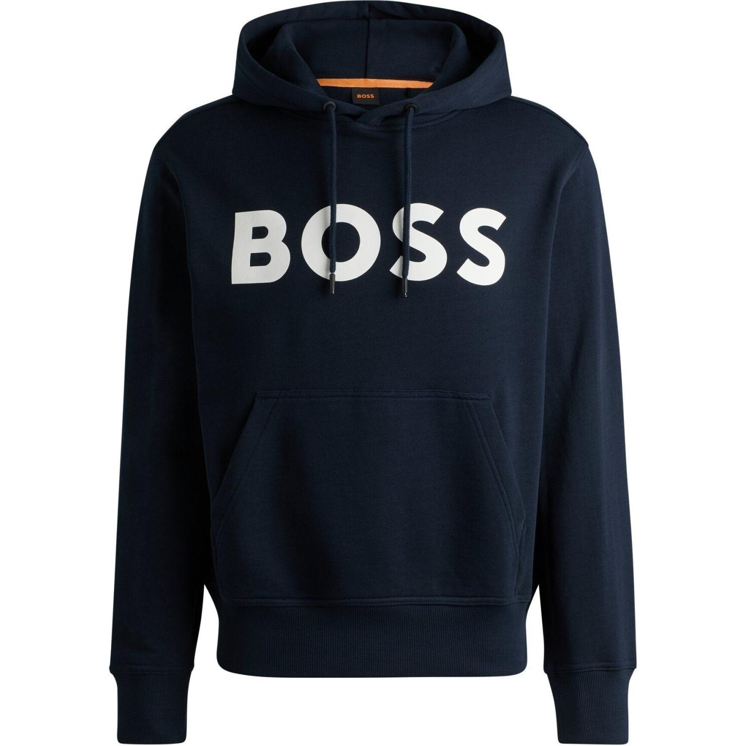 HUGO BOSS Navy Blue Logo Print Pullover Hoodie 50523074-404