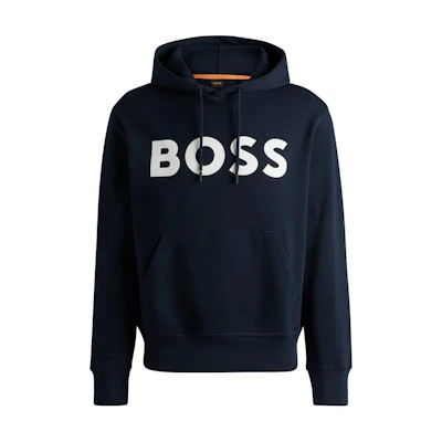 HUGO BOSS Navy Blue Logo Print Pullover Hoodie 50523074-404