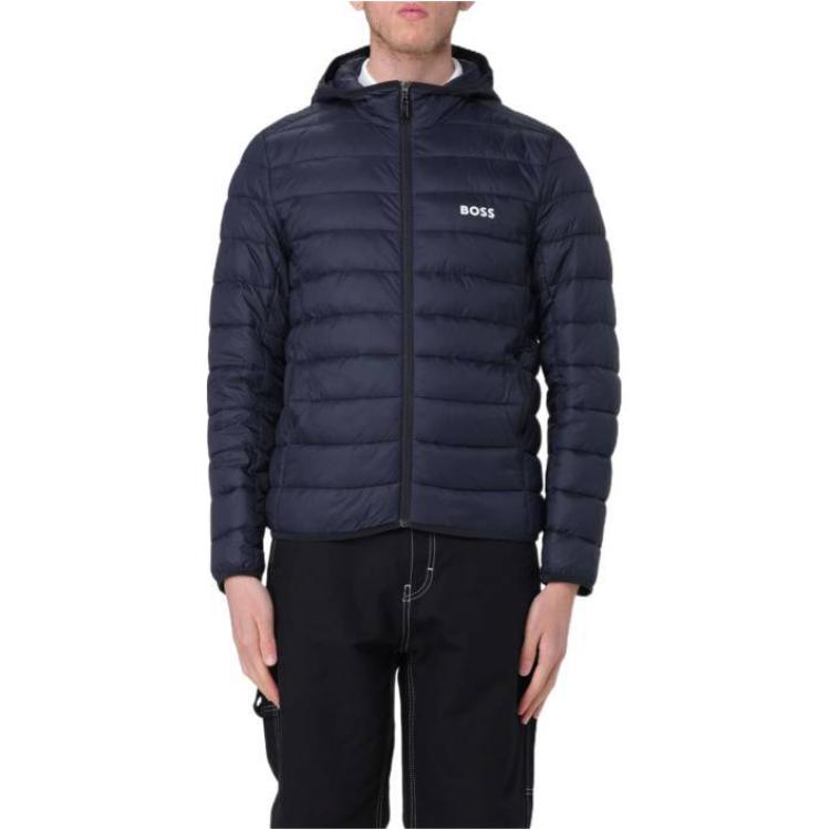 HUGO BOSS Navy Blue Loose Fit Logo Hooded Zip Jacket 50472472-403