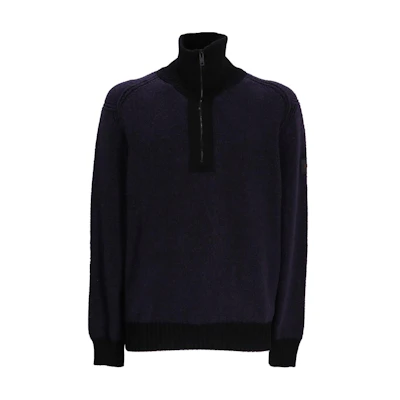 HUGO BOSS Navy Blue Solid High-Neck Zip-Up Jacket 50505733-404