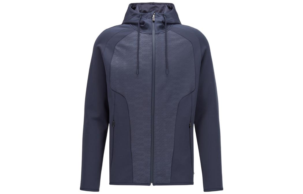 HUGO BOSS Navy Blue Solid Zip-Up Casual Sweatshirt 50456417-410